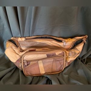 Genuine Leather Patchwork Fanny Pack/Bum Bag